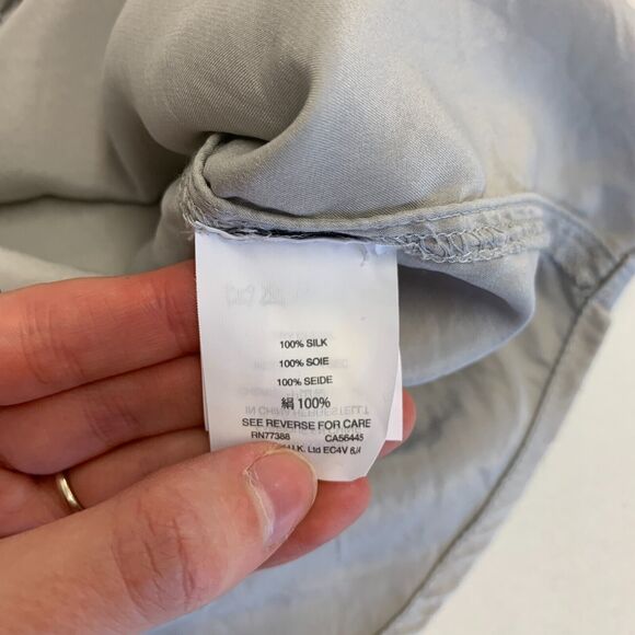 J.Crew Silk Shirt Womens 0 Silver 2011 Blythe Long Sleeve Button Front Pockets - Picture 8 of 11